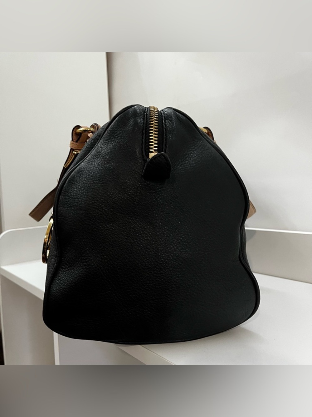 MICHAEL KORS Black Y2K Leather Boston Speedy Jet Set Handbag Tote - Picture 4 of 12